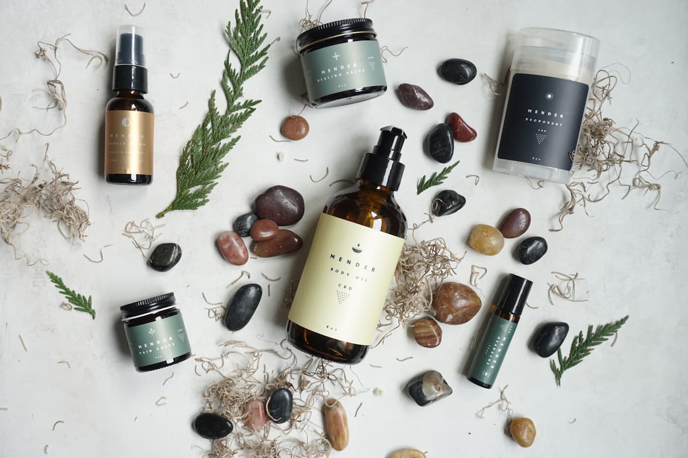 Skincare products and tools on a clean vanity